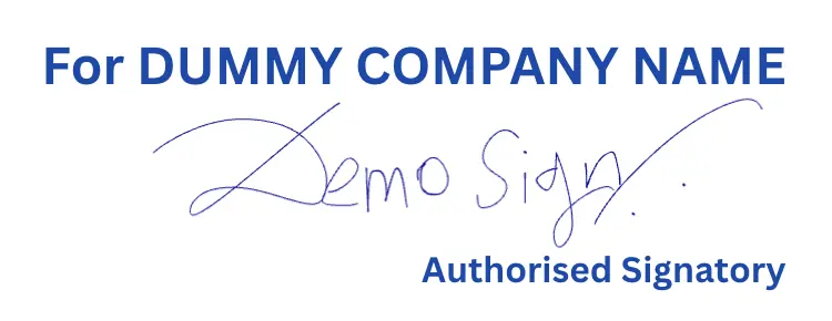 Sample of a clear stamp and signature with a white background